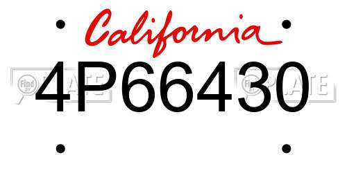 4P66430 California License Plate