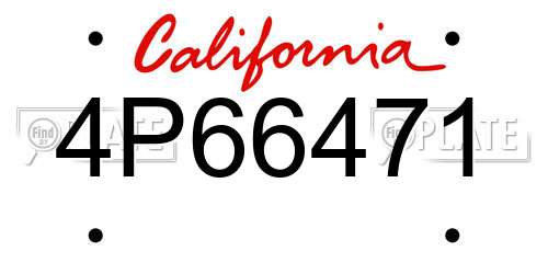 4P66471 California License Plate