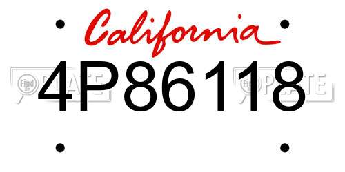 4P86118 California License Plate