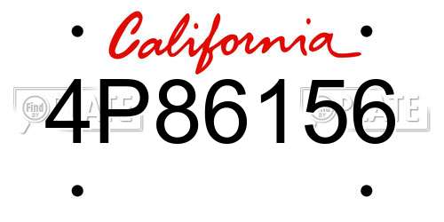 4P86156 California License Plate