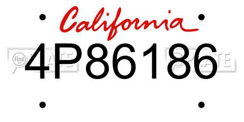 4P86186 California License Plate