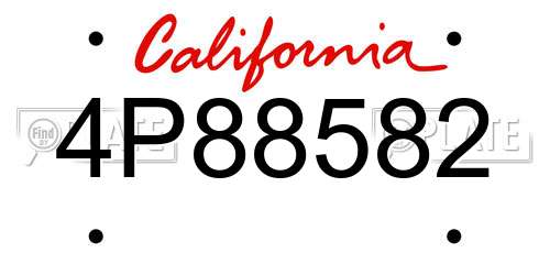 4P88582 California License Plate