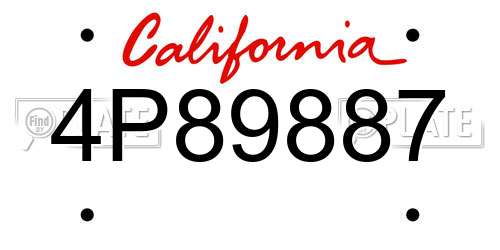 4P89887 California License Plate