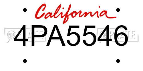 4PA5546 California License Plate