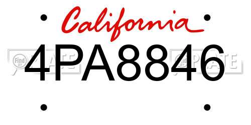 4PA8846 California License Plate