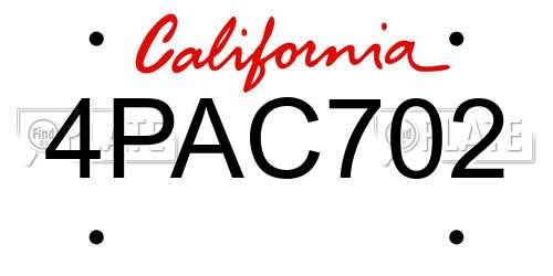 4PAC702 California License Plate