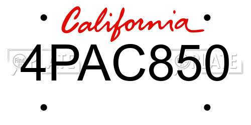 4PAC850 California License Plate