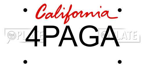 4PAGA California License Plate
