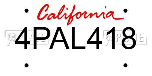 4PAL418 California License Plate