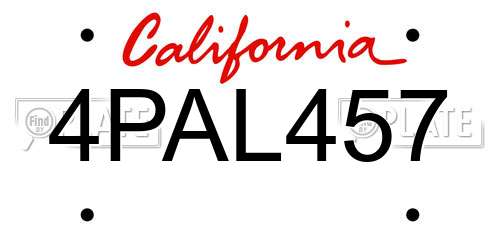 4PAL457 California License Plate