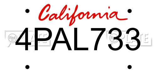 4PAL733 California License Plate