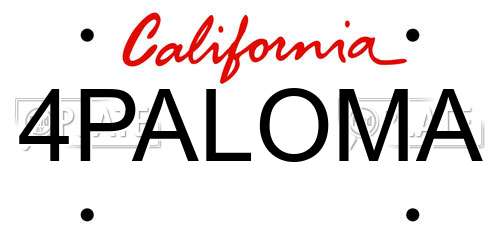 4PALOMA California License Plate