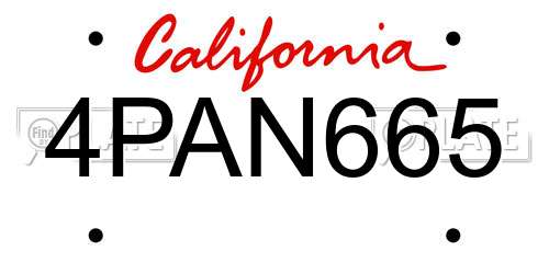 4PAN665 California License Plate