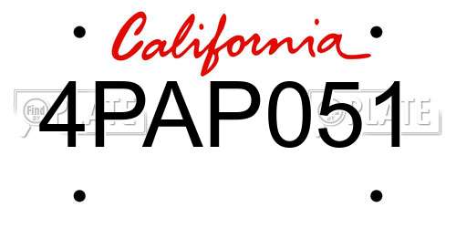 4PAP051 California License Plate