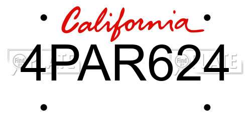 4PAR624 California License Plate