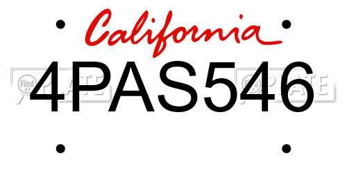 4PAS546 California License Plate