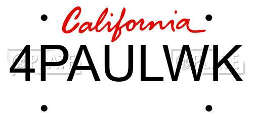 4PAULWK California License Plate