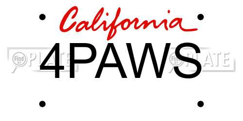 4PAWS California License Plate