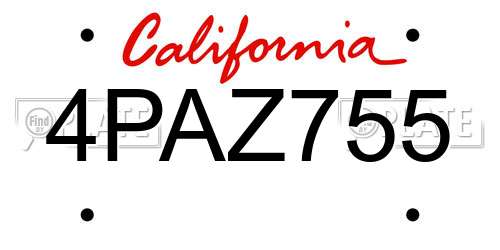 4PAZ755 California License Plate