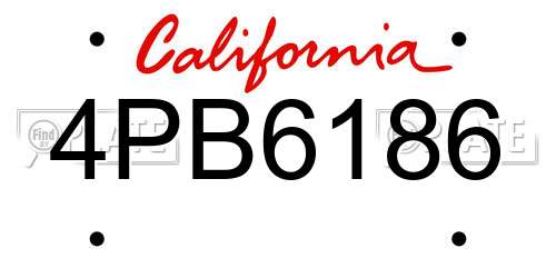 4PB6186 California License Plate