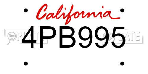 4PB995 California License Plate