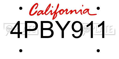 4PBY911 California License Plate