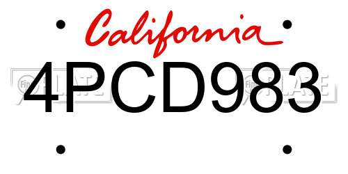 4PCD983 California License Plate