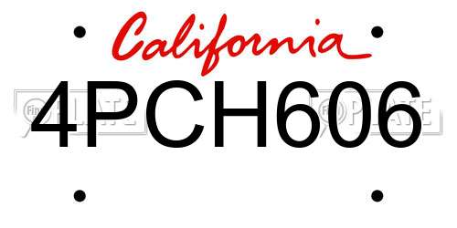 4PCH606 California License Plate