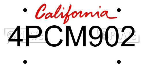 4PCM902 California License Plate