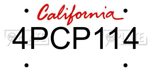 4PCP114 California License Plate