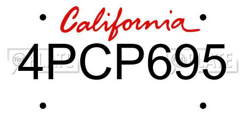 4PCP695 California License Plate