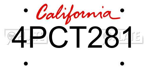 4PCT281 California License Plate