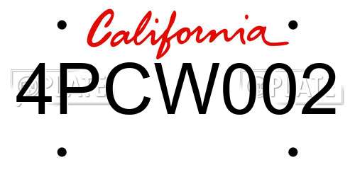 4PCW002 California License Plate
