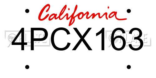 4PCX163 California License Plate