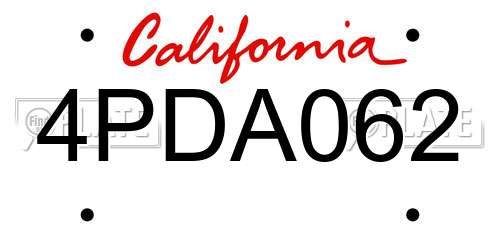 4PDA062 California License Plate