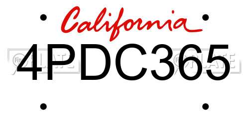 4PDC365 California License Plate