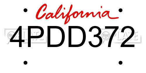 4PDD372 California License Plate