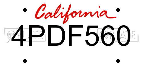 4PDF560 California License Plate