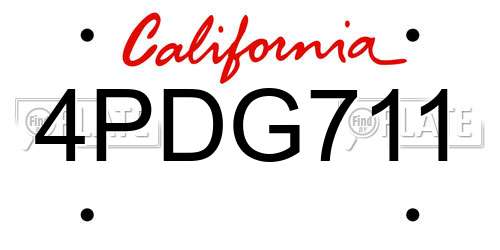 4PDG711 California License Plate