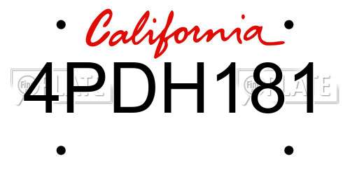 4PDH181 California License Plate