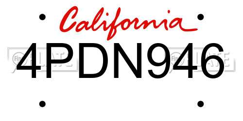 4PDN946 California License Plate