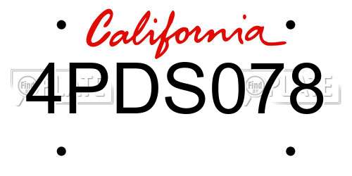 4PDS078 California License Plate