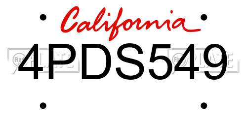 4PDS549 California License Plate