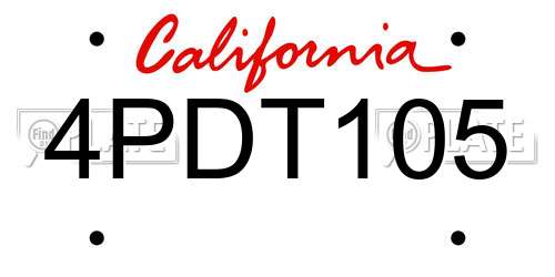 4PDT105 California License Plate