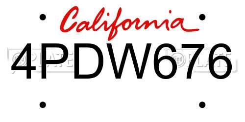4PDW676 California License Plate