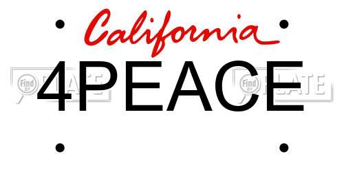 4PEACE California License Plate