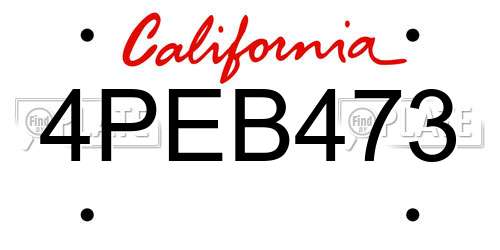 4PEB473 California License Plate