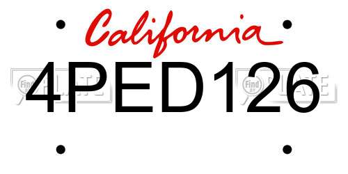 4PED126 California License Plate