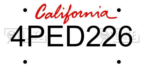 4PED226 California License Plate