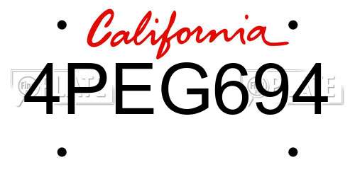 4PEG694 California License Plate